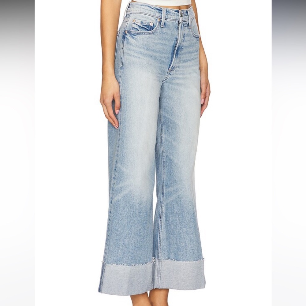 pistola Light Wash Wide Leg Crop Jeans in Snowcat - Picture 3 of 9